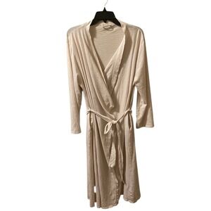 Eileen Fisher Sleepwear Robe by Garnet Hill Beige Sz S Organic Pima‎ Cotton Peru